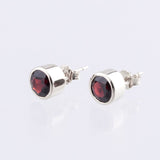 9kt White Gold Bezel set Garnet Earrings
