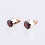 9kt Yellow Gold Bezel set Garnet Earrings