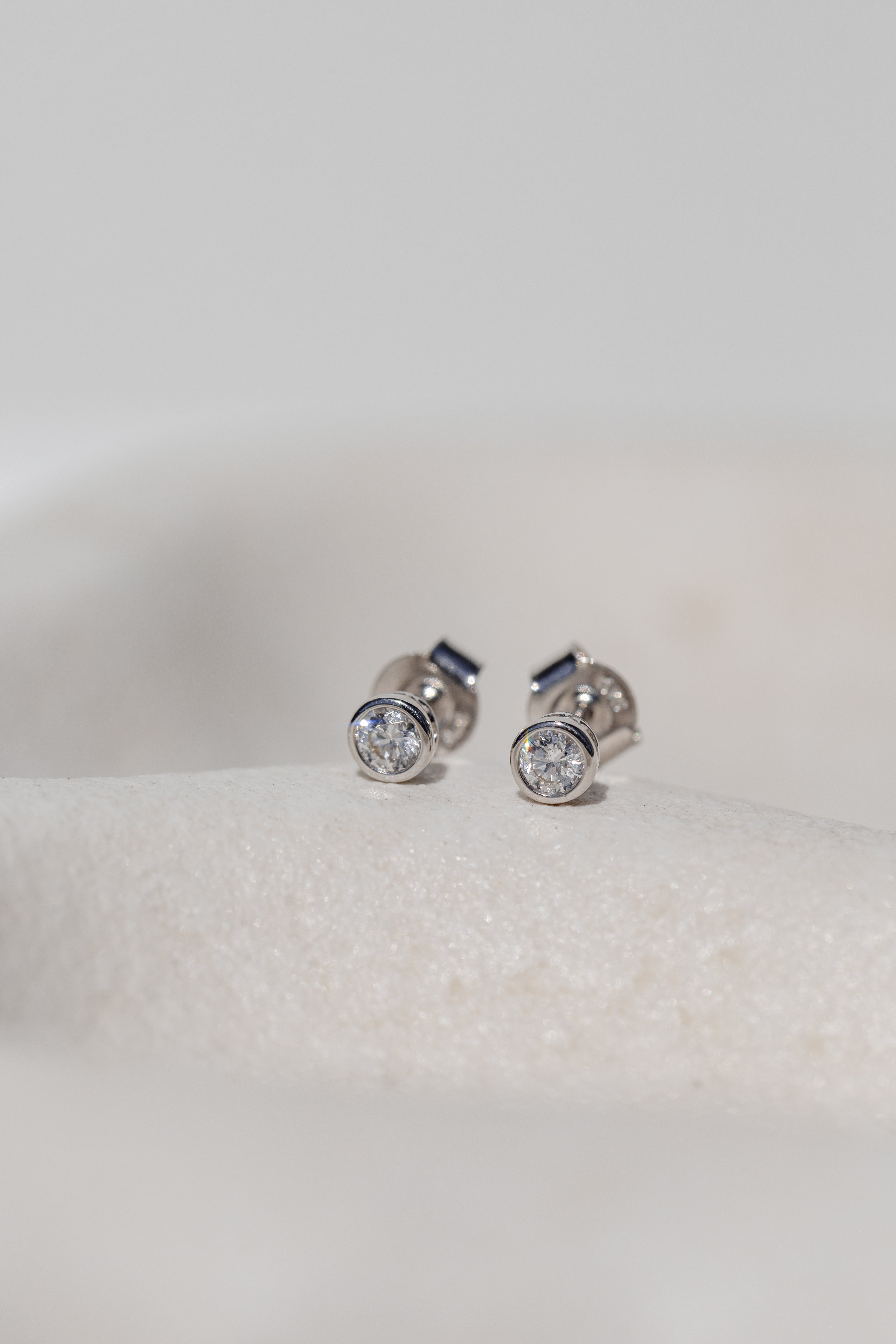 Bezel Diamond Earrings