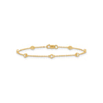 Bezel Set Diamond Chain Bracelet with solid 9kt Solid Gold chain