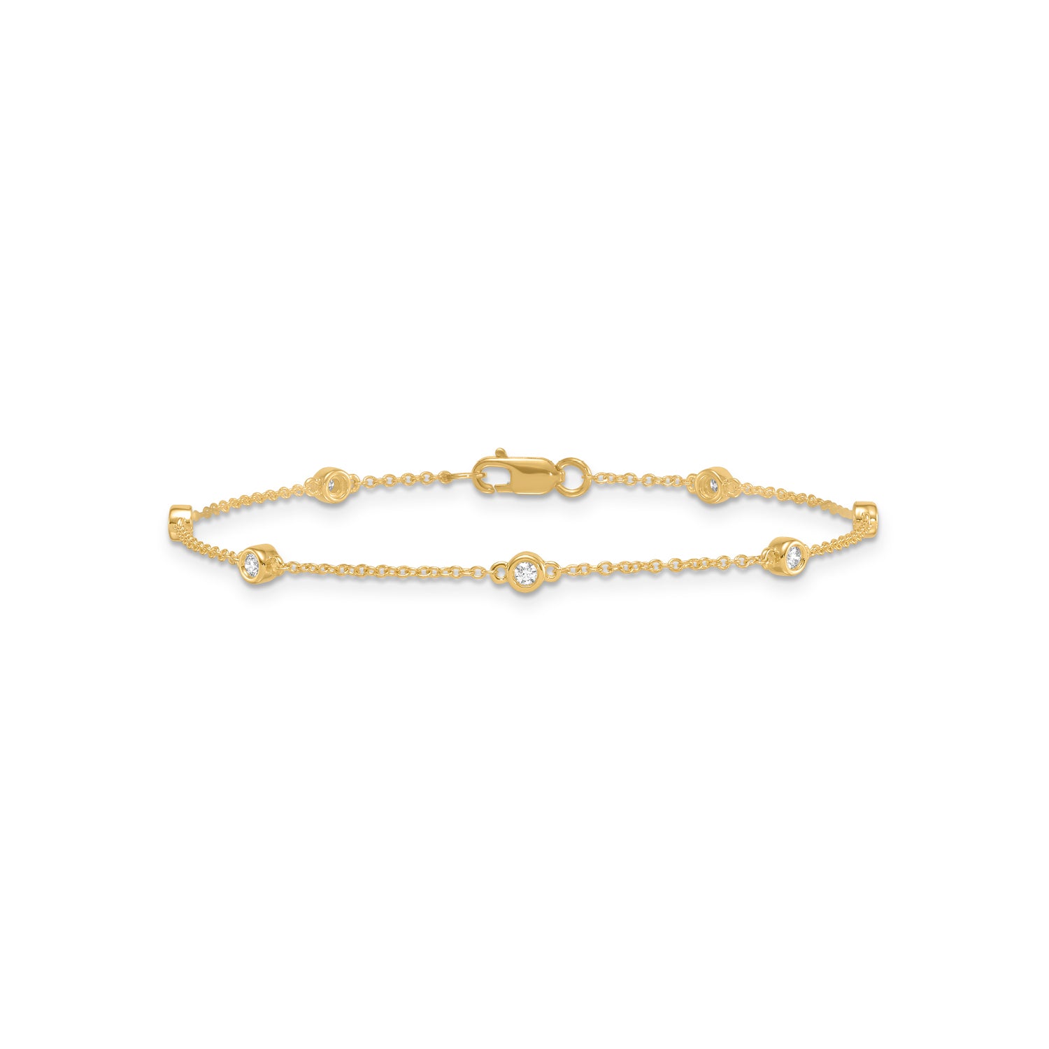 Bezel Set Diamond Chain Bracelet with solid 9kt Solid Gold chain