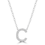 Diamond initial pendant necklace in white gold