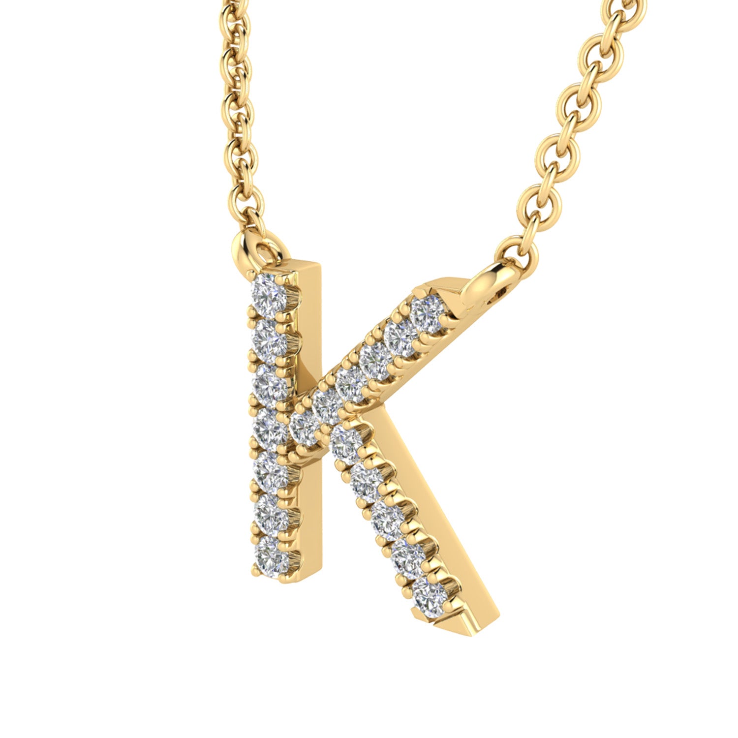 diamond initial pendant necklace in yellow gold