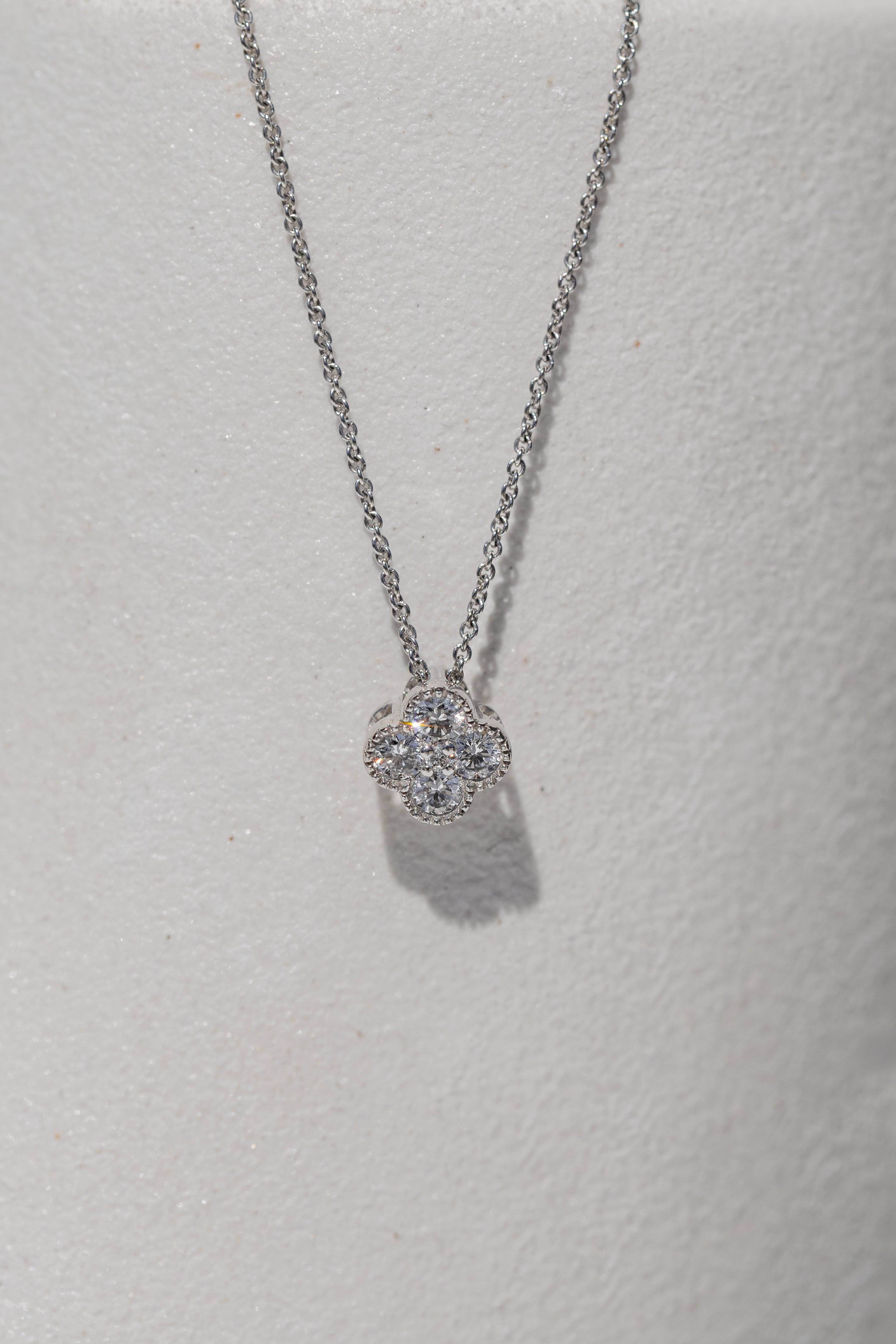 Diamond Flower Pendant Necklace