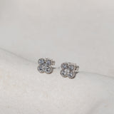 Diamond Flower Stud Earrings