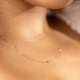 Diamond dotted thin chain necklace