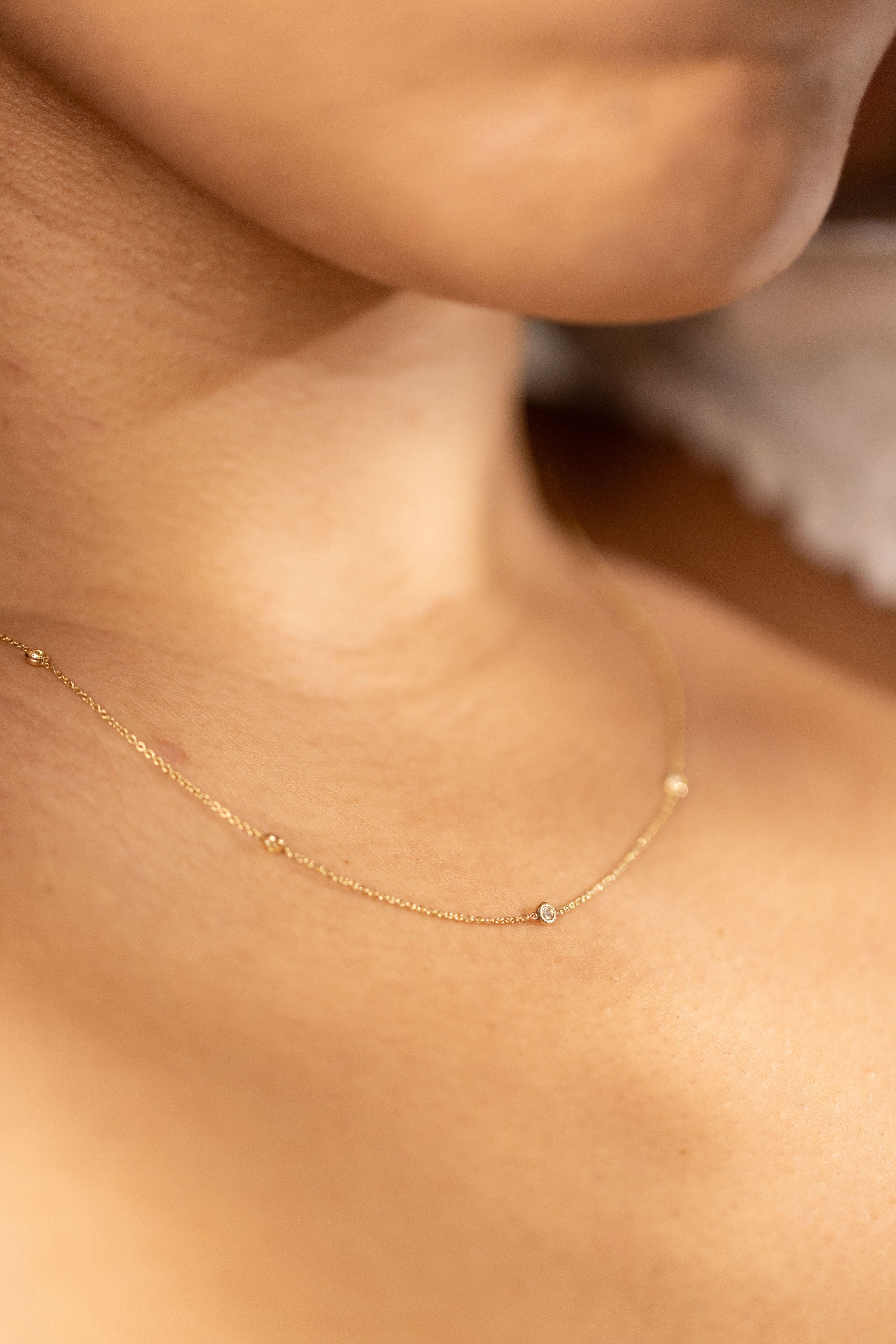 Diamond dotted thin chain necklace