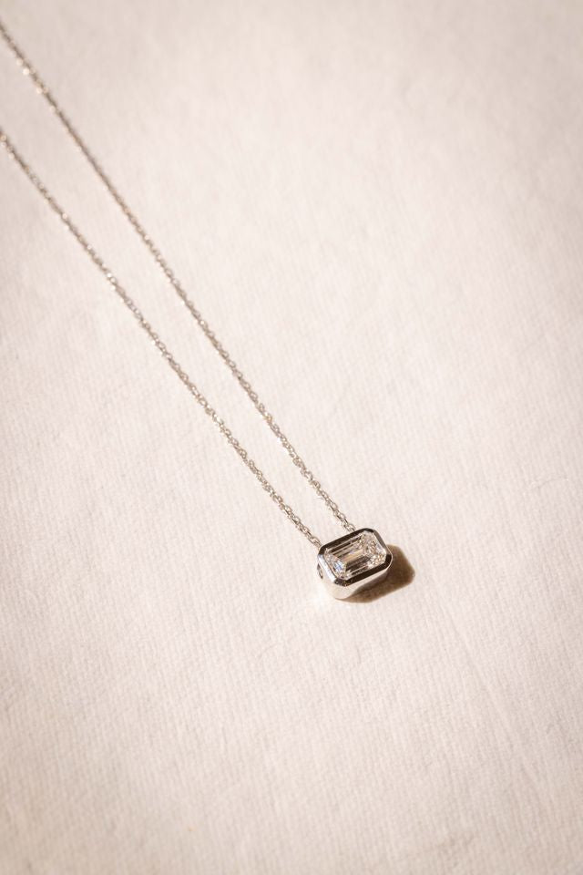 Emerald Diamond Slider Pendant Necklace