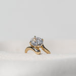 Floating Oval Solitaire cross band Ring