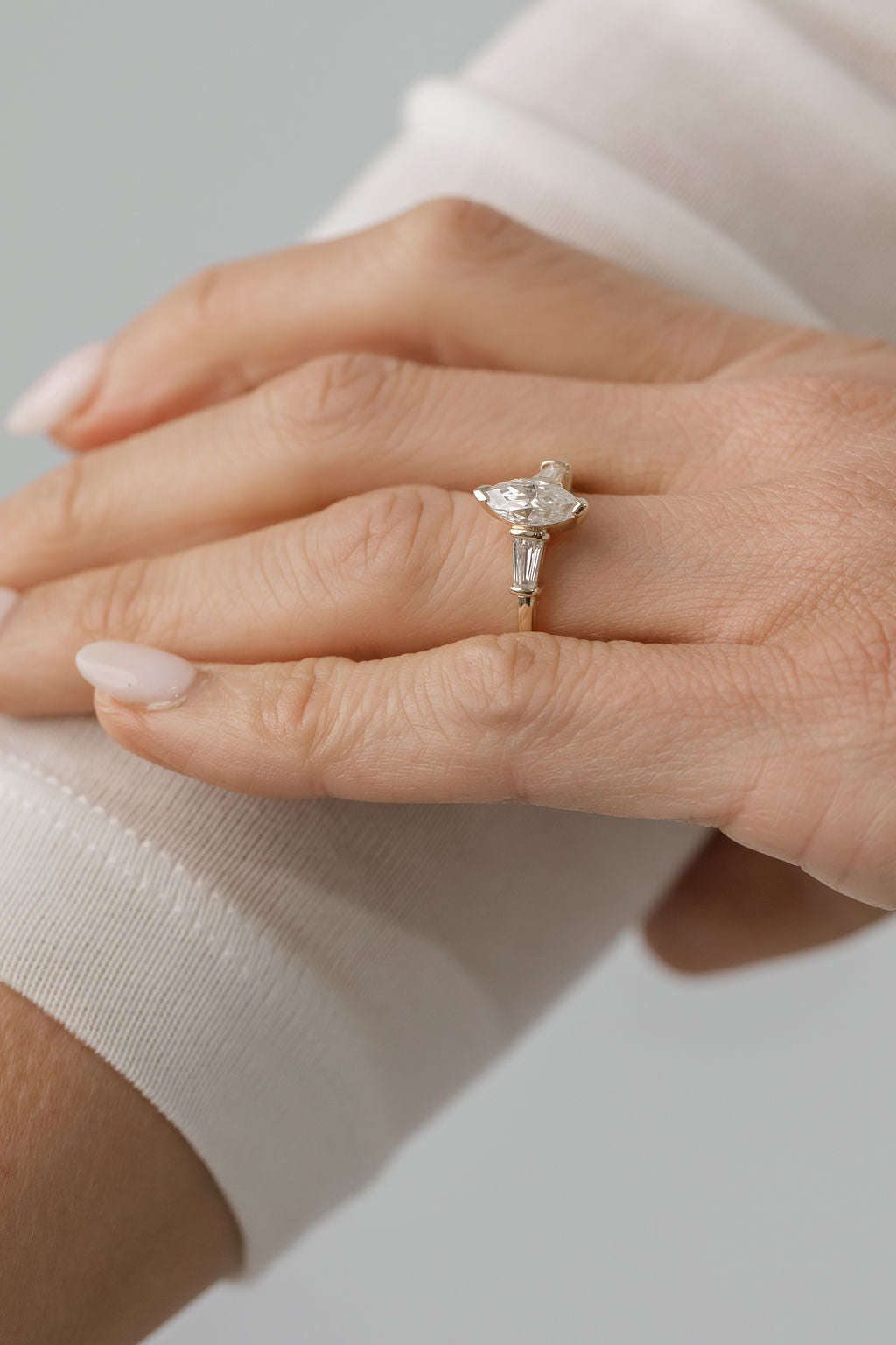 Trilogy ring with marquise centre stone