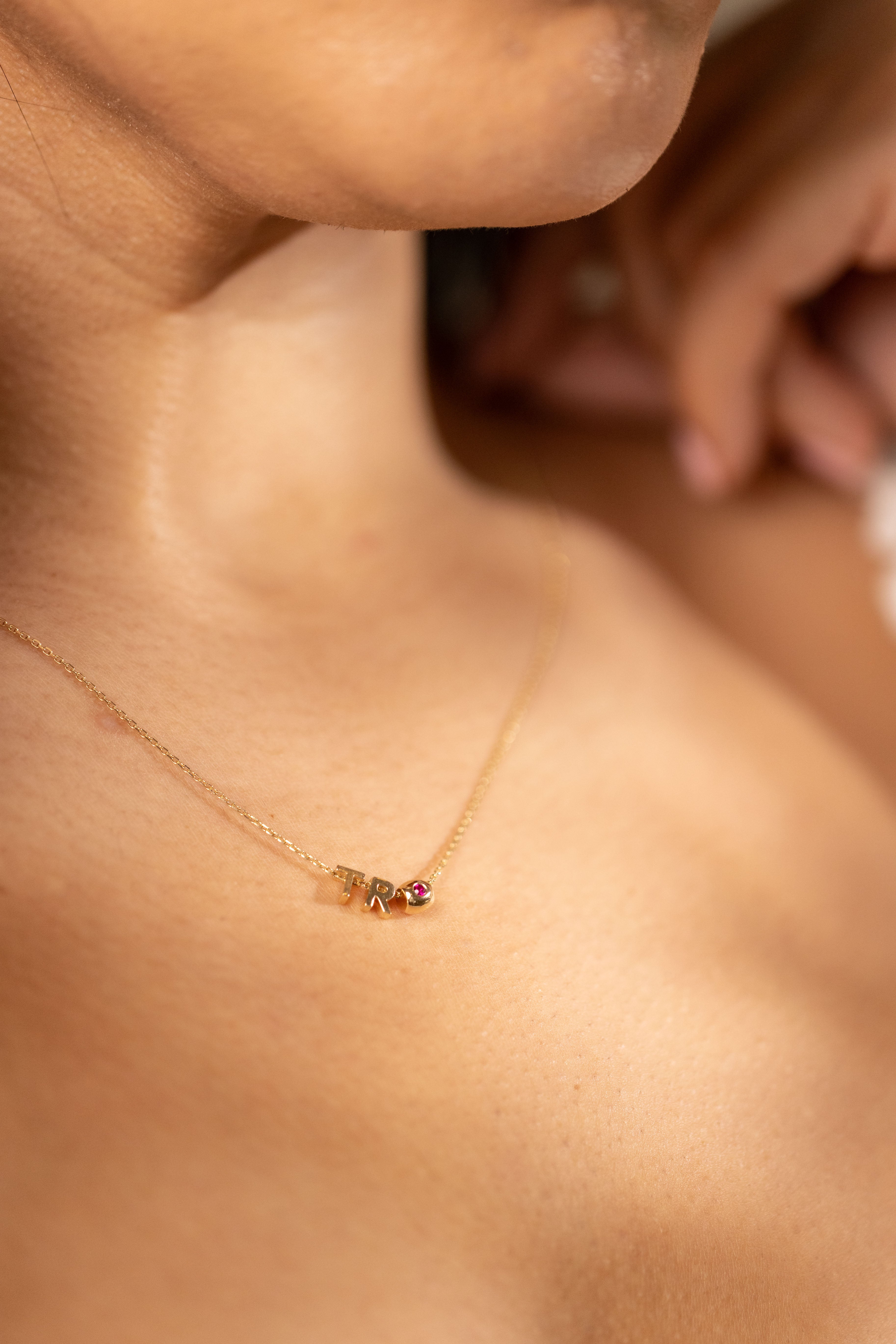 Initial chain birth stone necklace