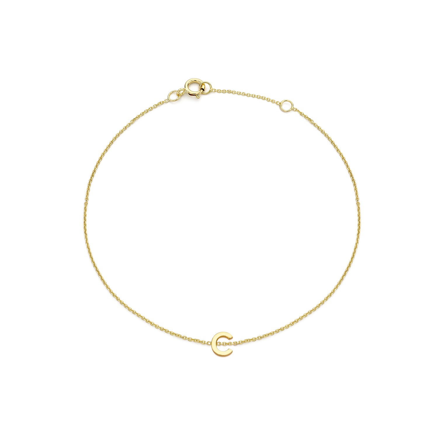 Letter Bracelet Initial Charm 9kt Yellow Gold