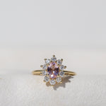 MORGANITE ENGAGEMENT RING WITH ROUND DIAMONDS