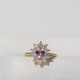 MORGANITE ENGAGEMENT RING WITH ROUND DIAMONDS