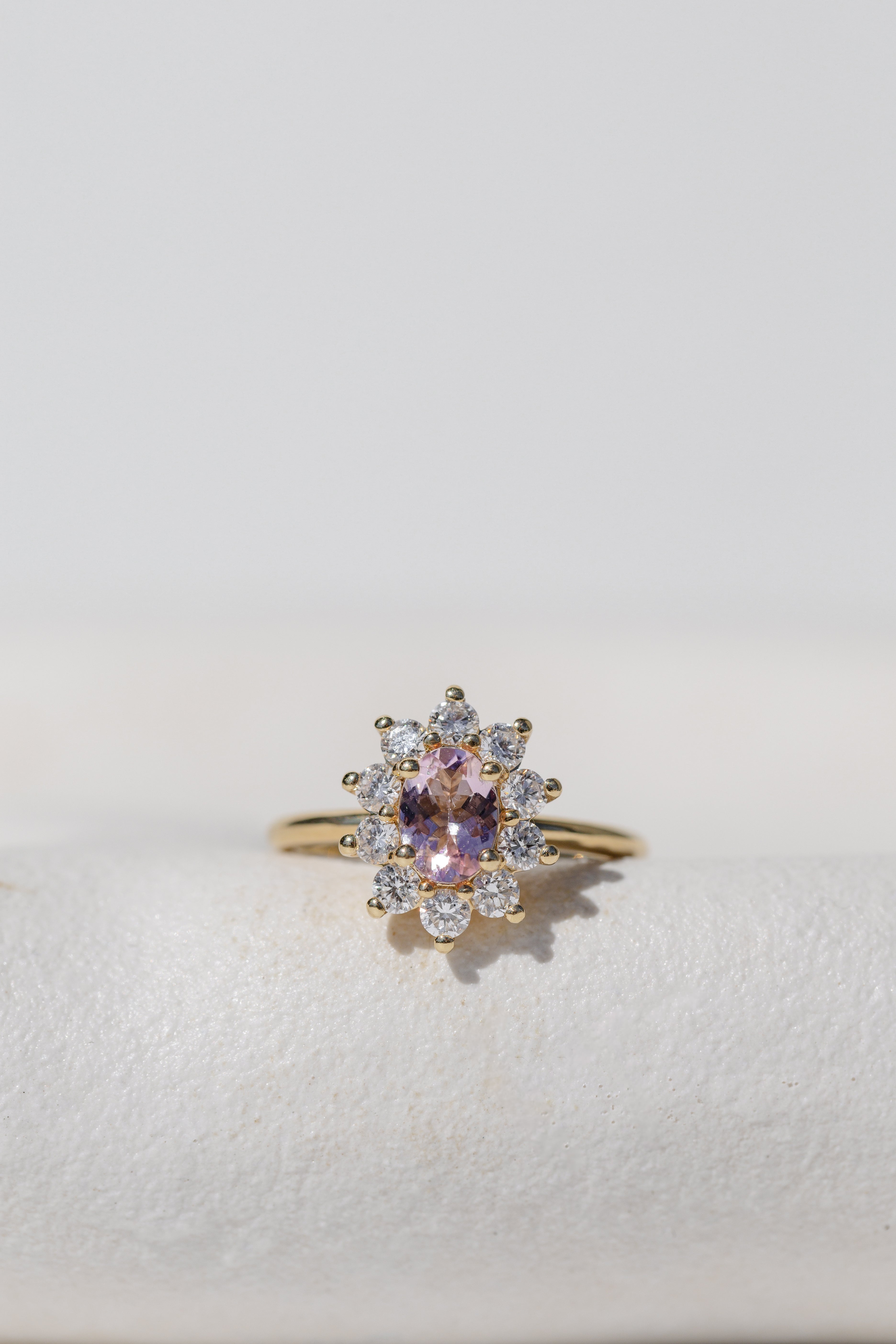 MORGANITE ENGAGEMENT RING WITH ROUND DIAMONDS