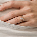 Marquise Cut Solitaire engagement ring with curved gold wedding ring