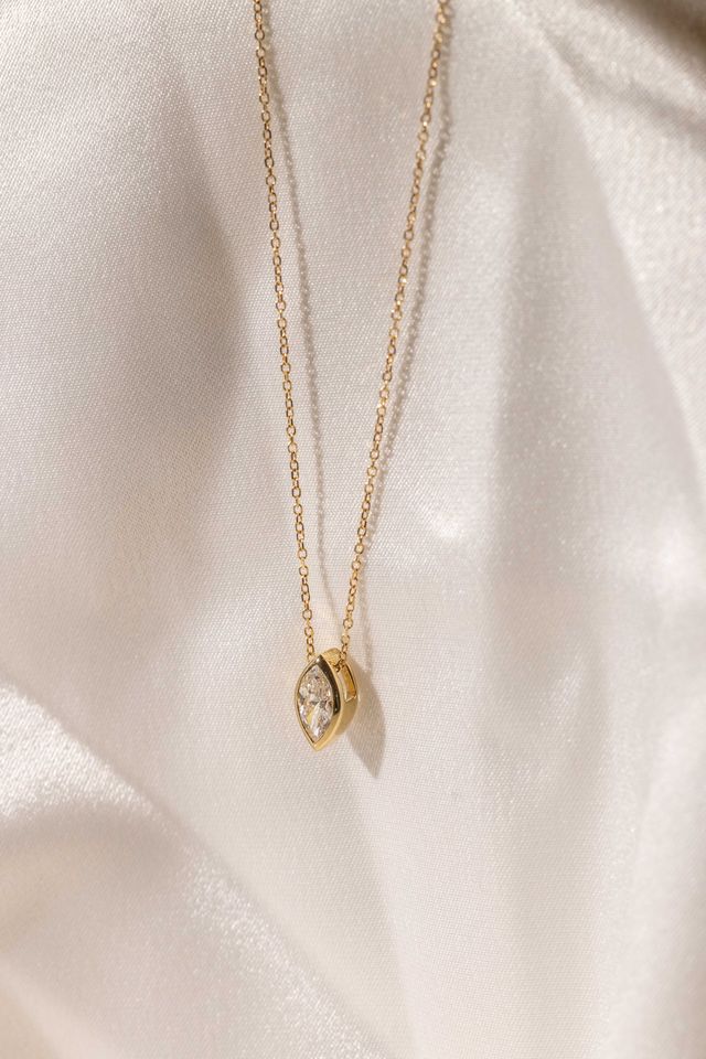 Marquise Diamond Slider Pendant Necklace 9kt