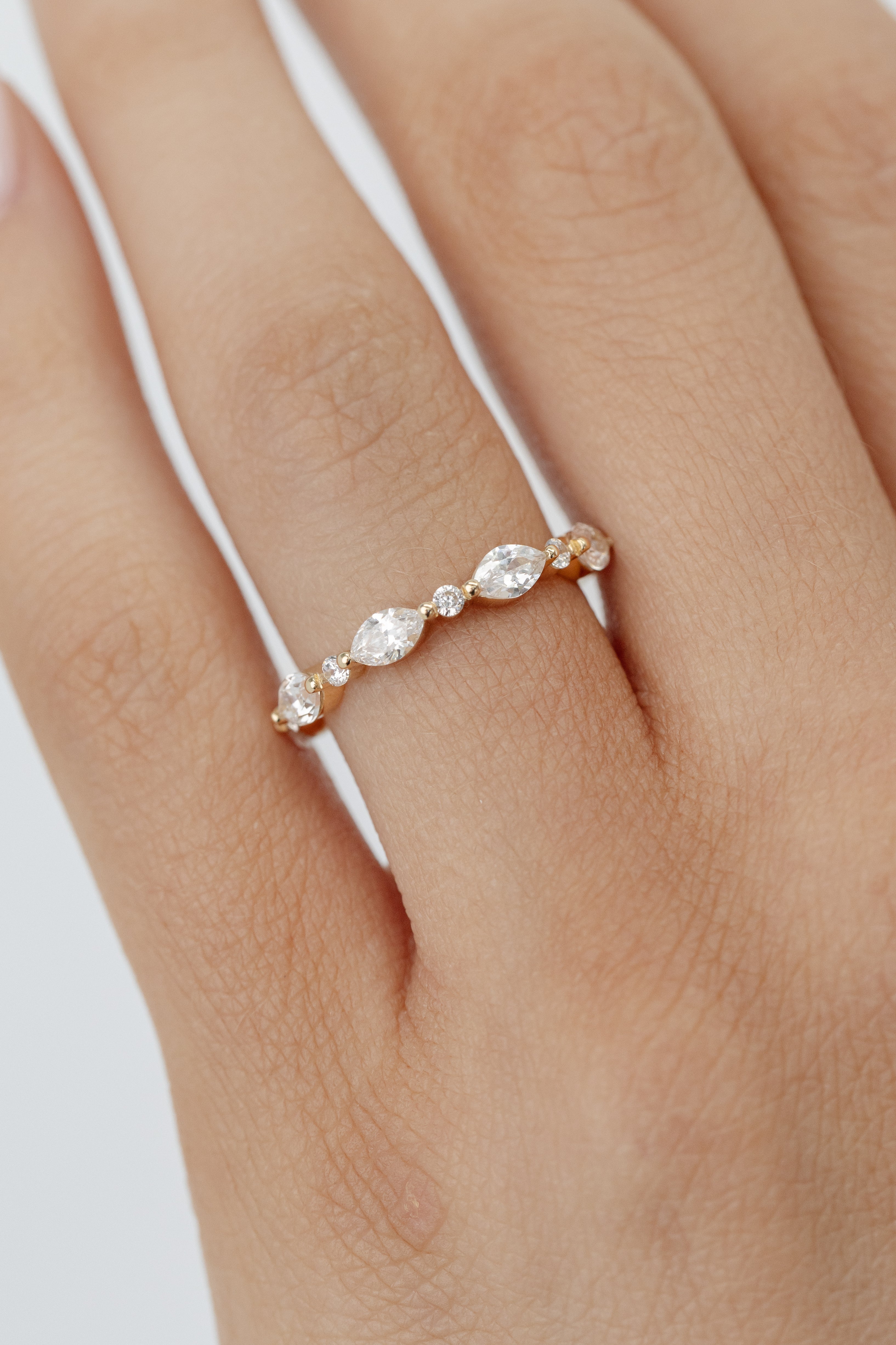 Marquise Round Diamond Wedding Ring