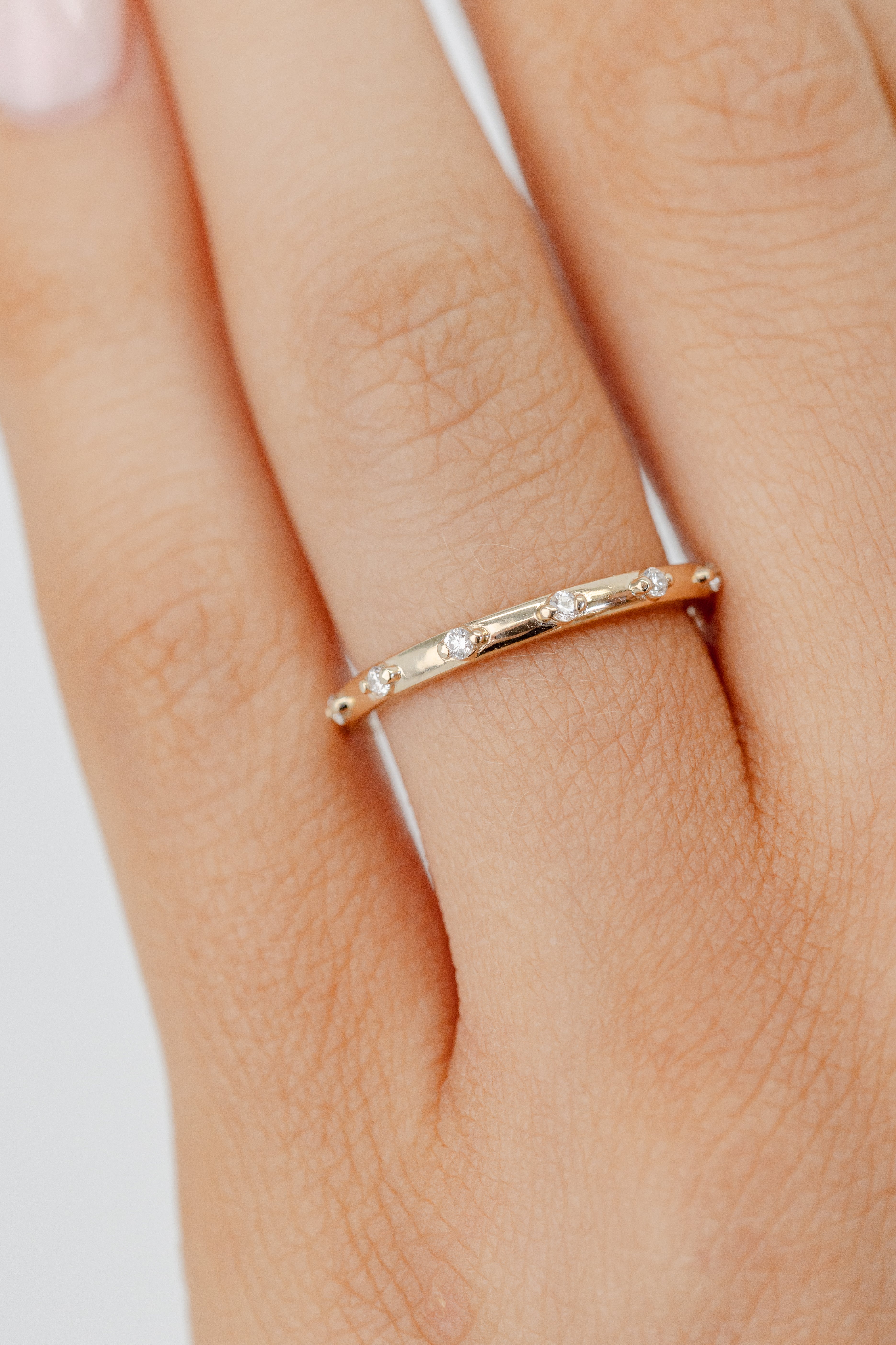 Minimal Spaced Diamond wedding Band