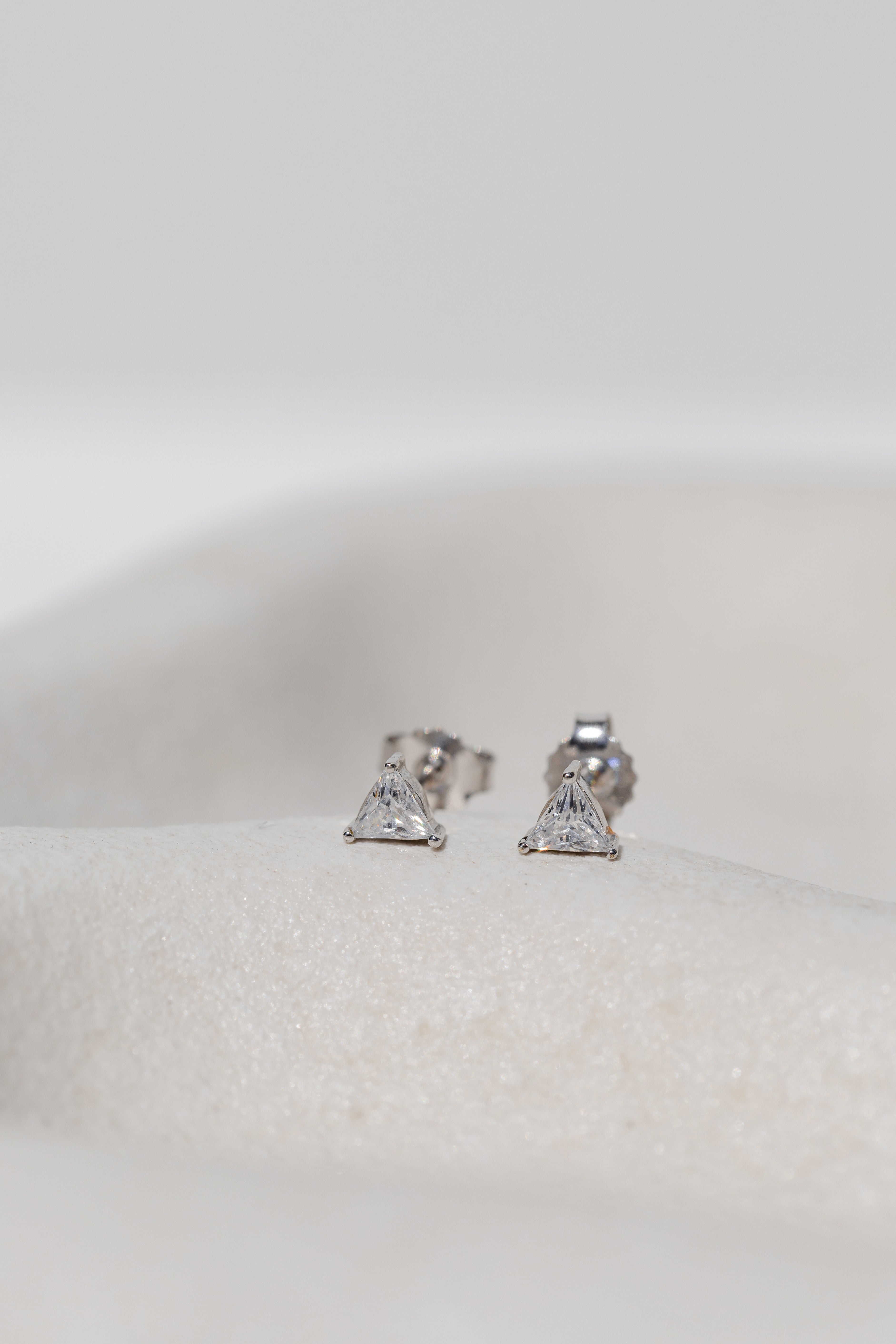 Triangle diamond stud earrings