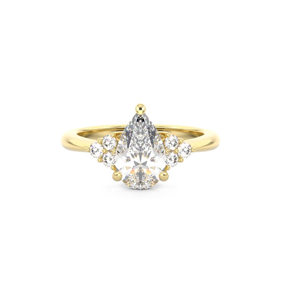 Alicia | Pear Shape diamond engagement ring with round diamond clusters