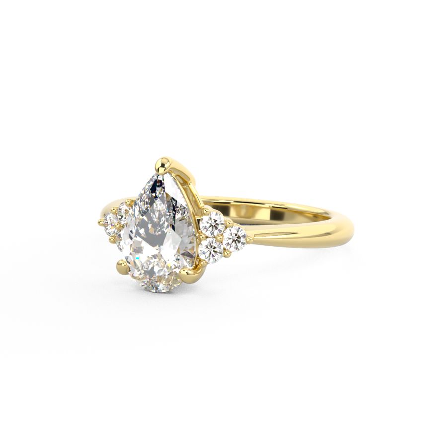 Alicia | Pear Shape diamond engagement ring with round diamond clusters