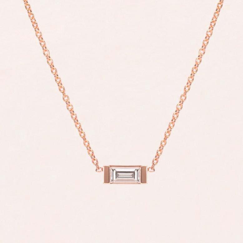 baguette cut diamond pendant rose gold