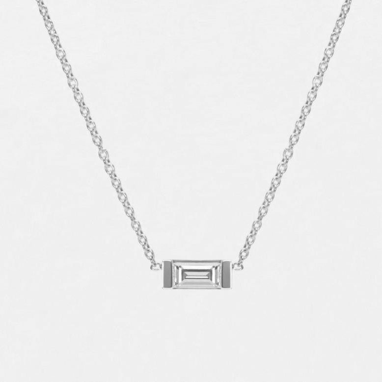 baguette cut diamond pendant white gold