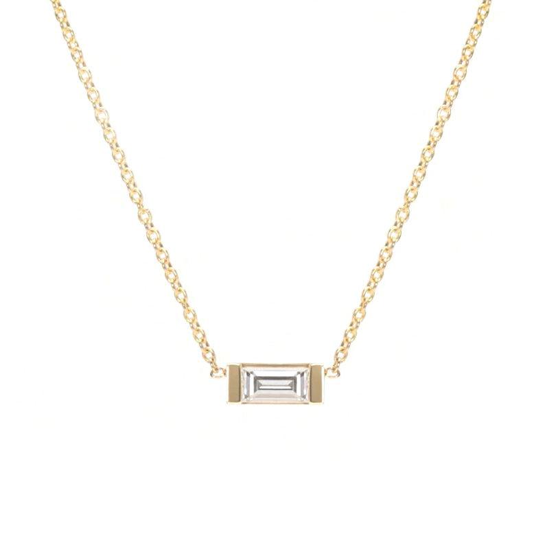 baguette cut diamond pendant yellow gold