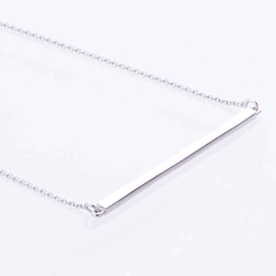 9ct White Gold Bar Necklace