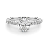 Belle Oval Shape Diamond Engagement Ring with Diamond Set Band