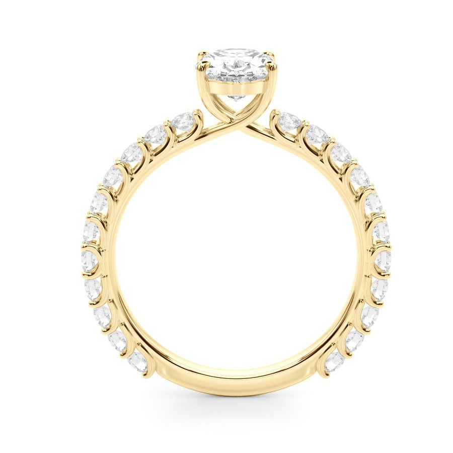 Belle | Oval Shape Diamond Engagement Ring with Diamond Set Band