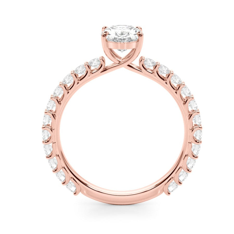 Belle | Oval Shape Diamond Engagement Ring with Diamond Set Band