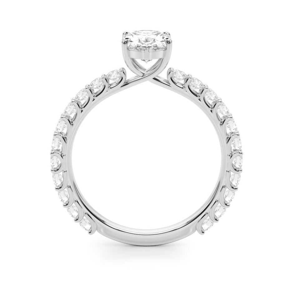 Belle | Oval Shape Diamond Engagement Ring with Diamond Set Band