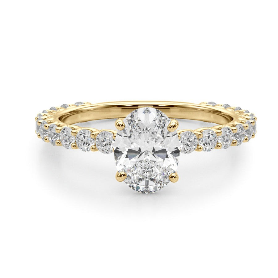 Belle | Oval Shape Diamond Engagement Ring with Diamond Set Band