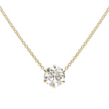yellow gold claw set diamond pendant