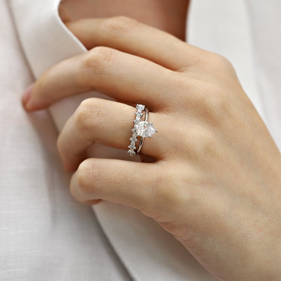 Darcy Half Set of alternating round and marquise cut moissanite