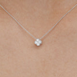 diamond flower cluster  pendant necklace