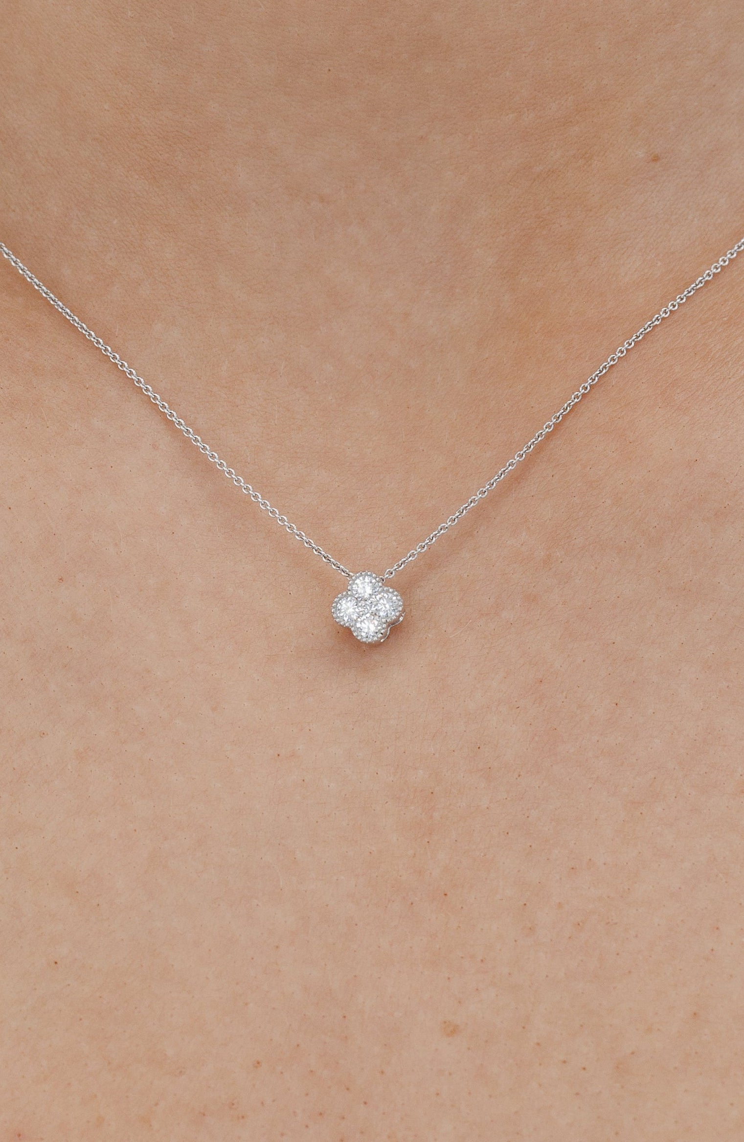 diamond flower cluster  pendant necklace