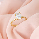 Double Claw Oval Solitaire Engagement Ring