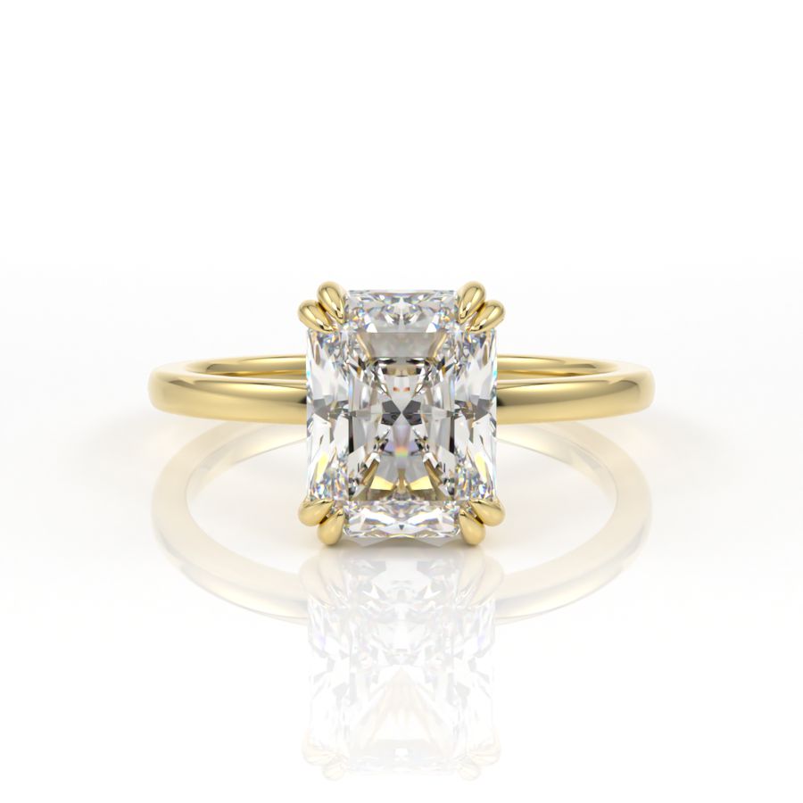 Double Claw Radiant Cut Solitaire Engagement Ring