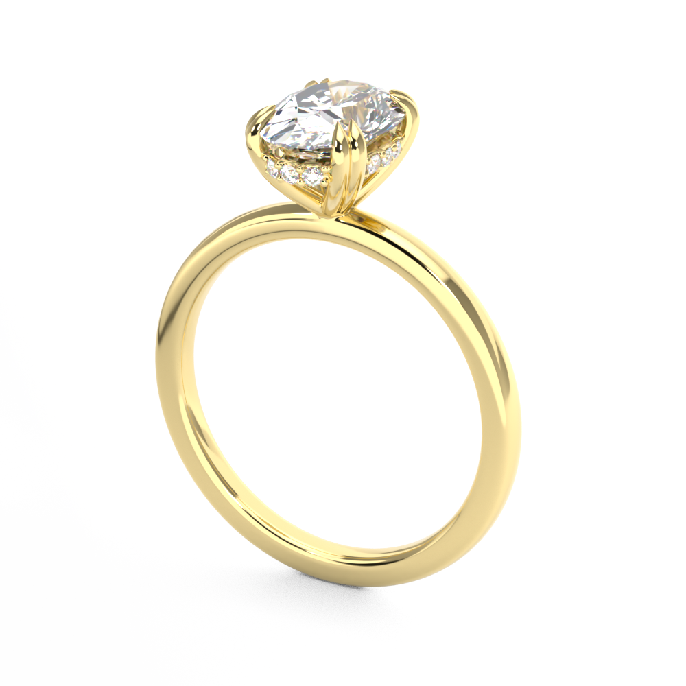 Double Claw Oval Solitaire Engagement Ring