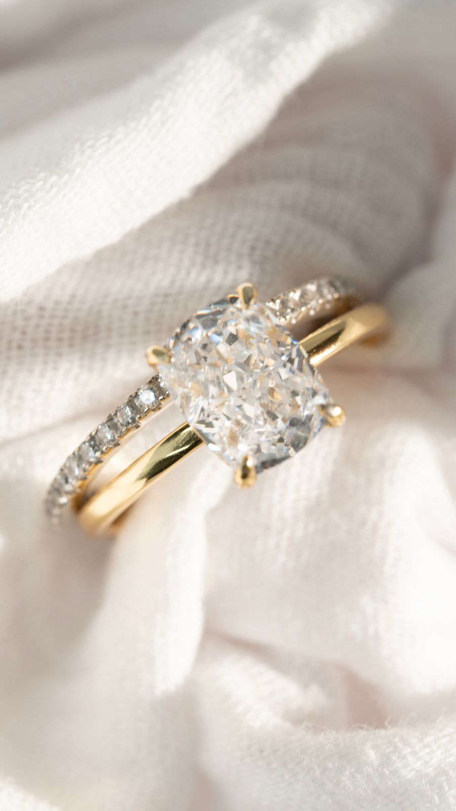 Elongated Cushion Cut Diamond Solitaire Engagement Ring