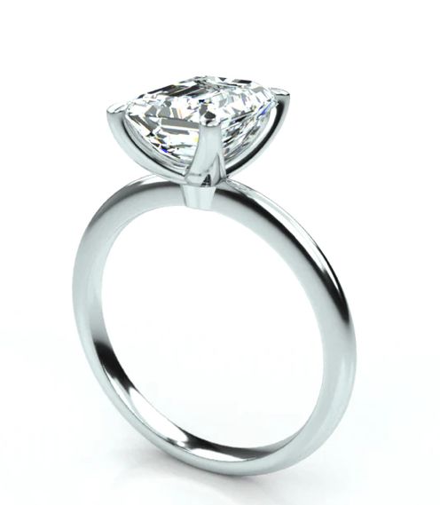 Emerald Cut Moissanite Solitaire Engagement Ring