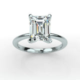 Emerald Cut Moissanite Solitaire Engagement Ring