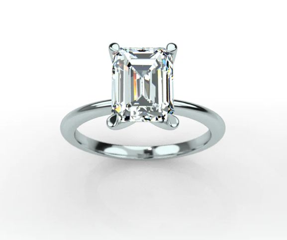 Emerald Cut Moissanite Solitaire Engagement Ring