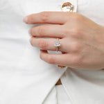 emerald cut diamond engagement ring with diamond band