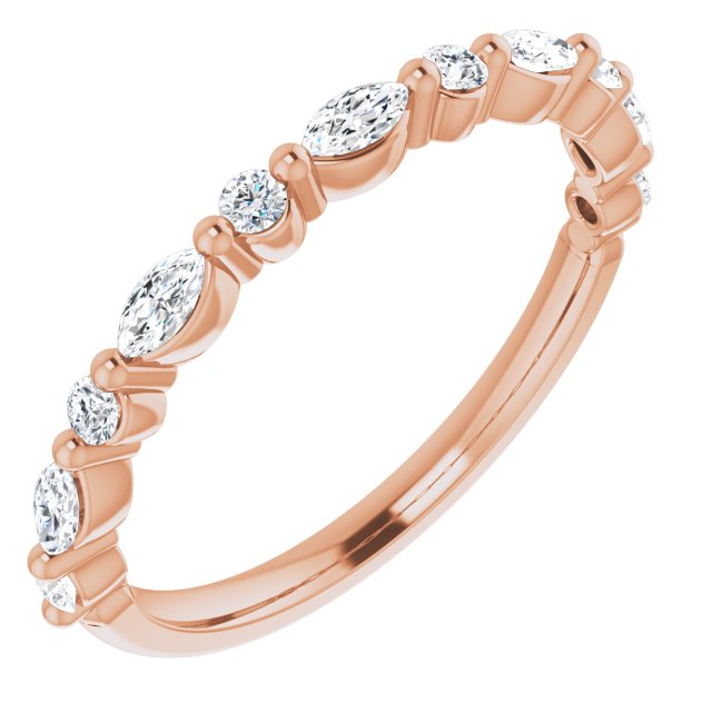 rose gold diamond ring with marquise diamonds and round diamonds