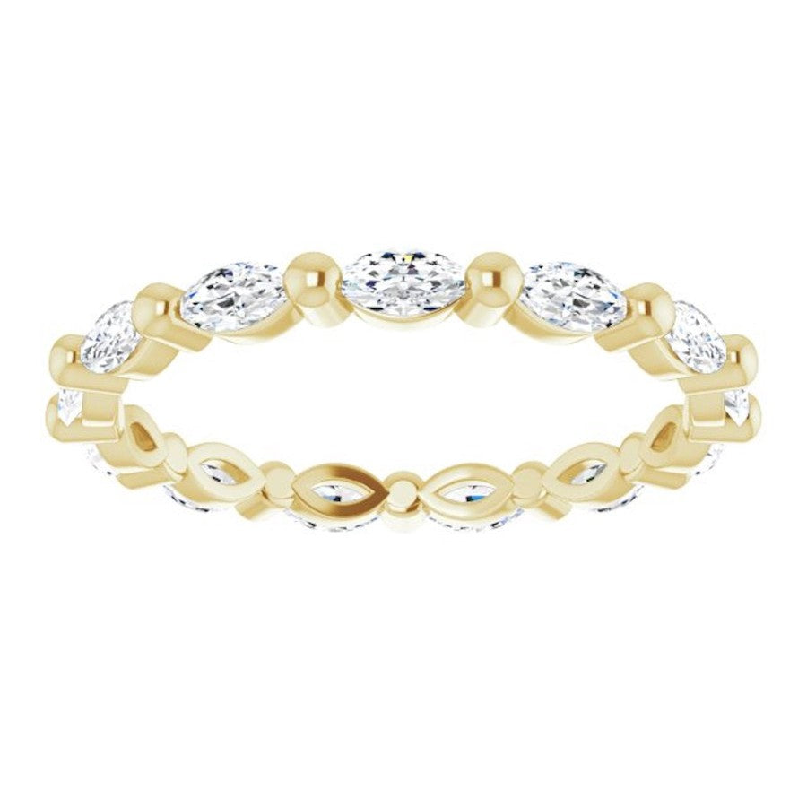 yellow gold diamond wedding ring with marquise diamonds