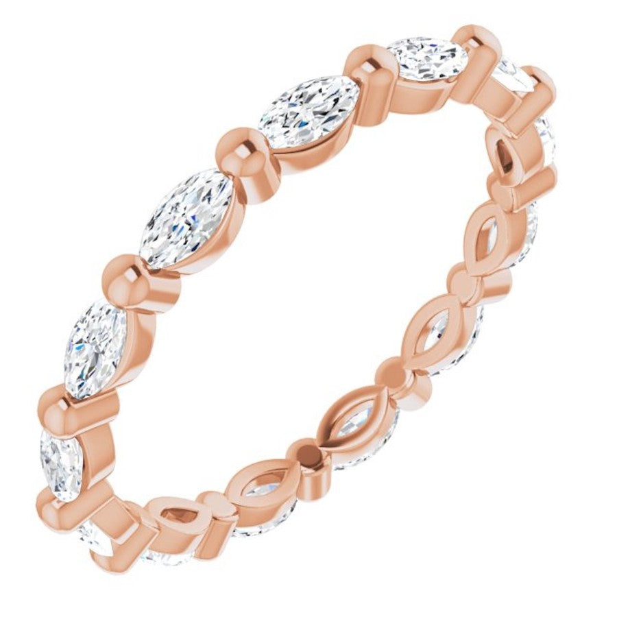 rose gold diamond wedding ring with marquise diamonds